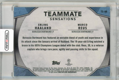 2019 Topps Chrome trading card featuring Erling Haaland and Marco Reus Teammate Sensations