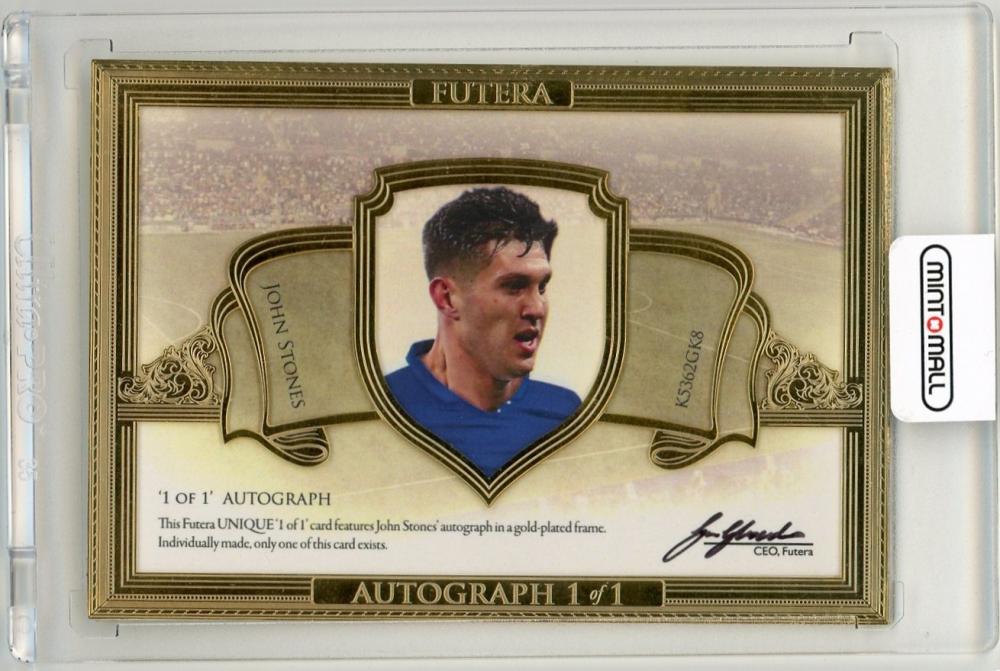 2016 Futera Unique World Football John Stones 1-of-1 Autographs 24KT1/1 England