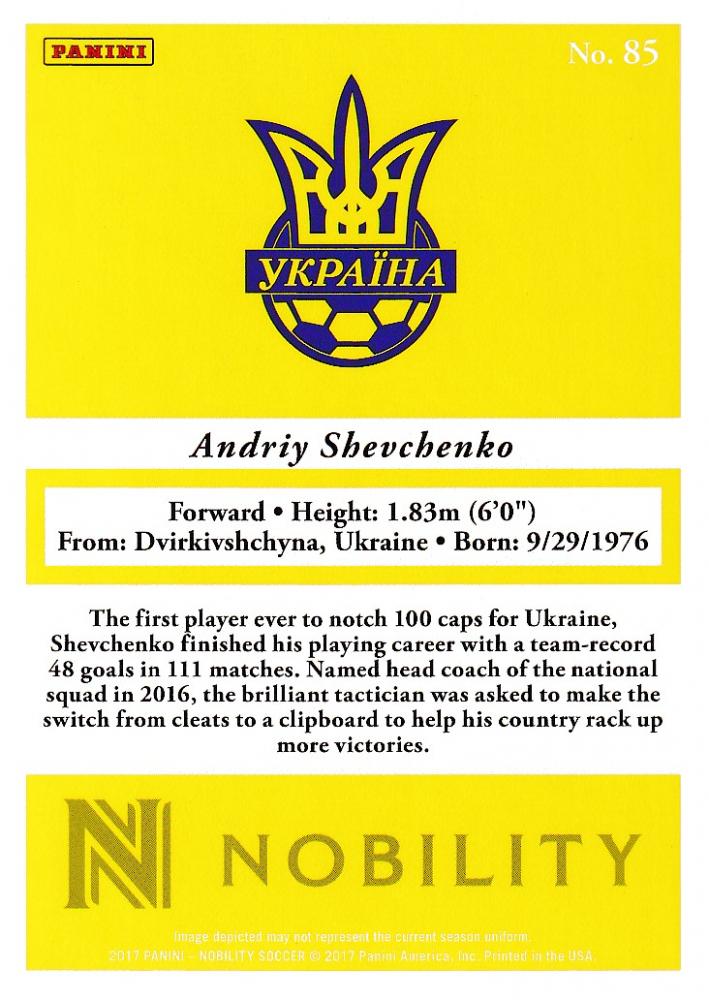 2017 Panini Nobility Ukraine Andriy Shevchenko Base Short Prints Red Parallel Card numbered 040 out of 199
