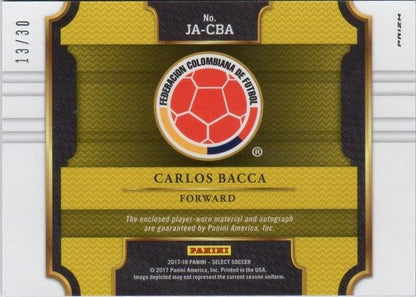 PANINI 2017-18 SELECT Carlos Bacca patch autograph trading card numbered 13 of 30