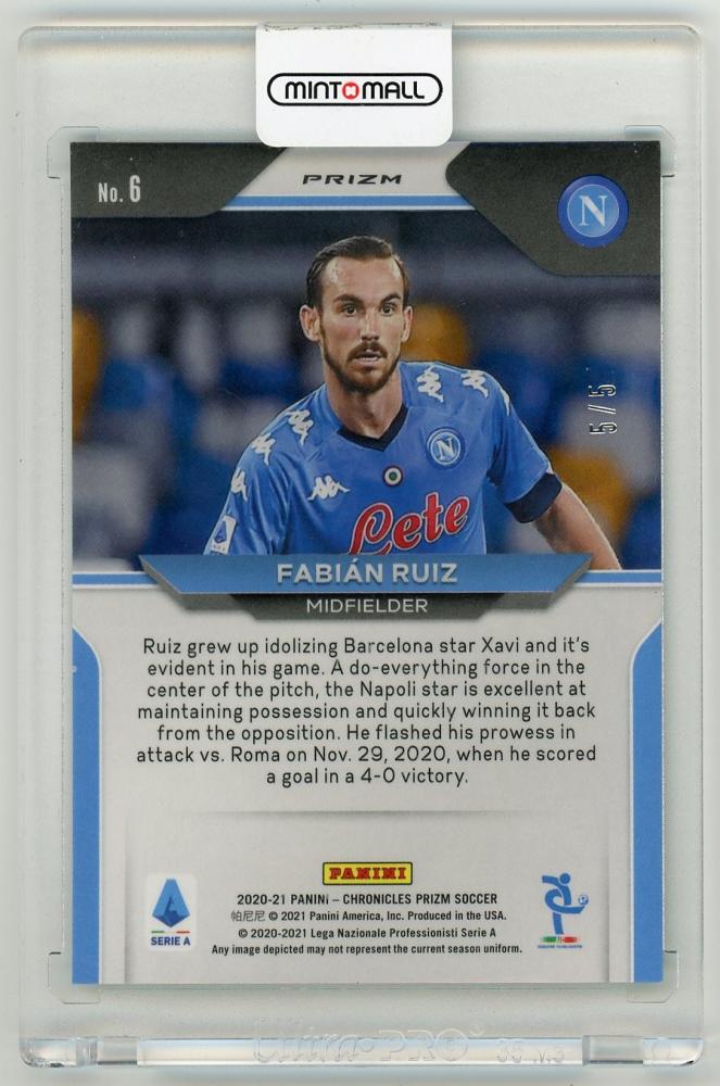 2020-21 PANINI Chronicles Prizm Serie A Green Prizm Parallel Fabian Ruiz 5/5 SSC Napoli