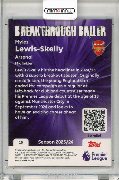 2025-26 Topps Premier League Soccer Myles Lewis-Skelly Breakthrough Baller24/75 Arsenal FC