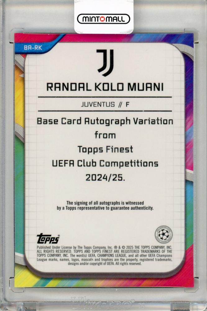 2024-25 Topps Finest UEFA Club Competitions Randal Kolo Muani Purple Refractor Autograph084/299 Juventus