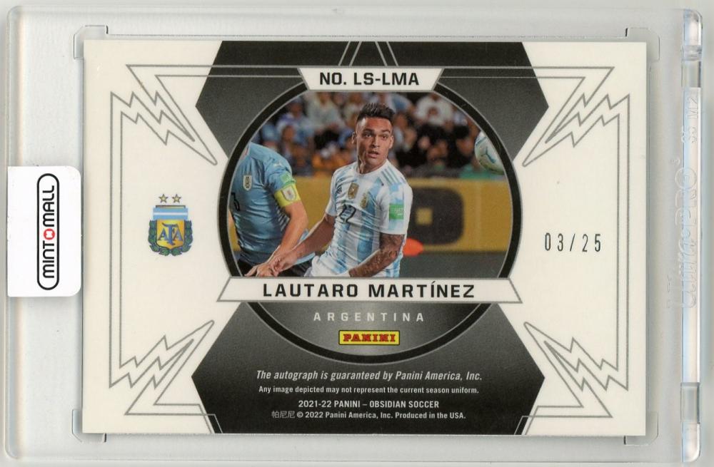 2021-22 Panini Obsidian Lautaro Martinez Lightning Strike Autographs Red Parallels3/25 Argentina