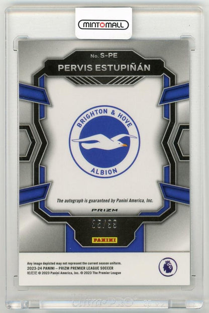 2023-24 Panini Prizm Premier League Pervis Estupinan Signatures Silver Prizms Parallels35/99 Brighton & Hove Albion