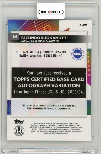 2023-24 Topps Finest UEFA Club Competitions Facundo Buonanotte AutographsA-FB Brighton & Hove Albion FC