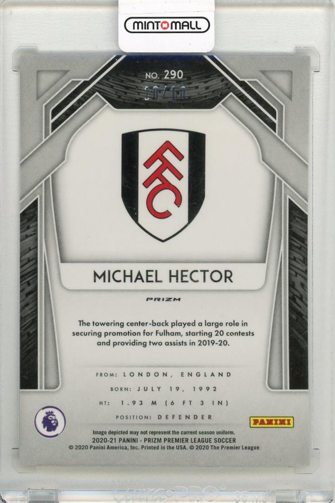 2020-21 PANINI PRIZM English Premier League Breakaway Prizms Gold card #290 featuring Michael Hector graded 10/10