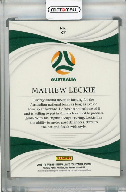 2018-19 Panini Immaculate Collection Australia Mathew Leckie Base Sapphire card serial numbered 10 of 25