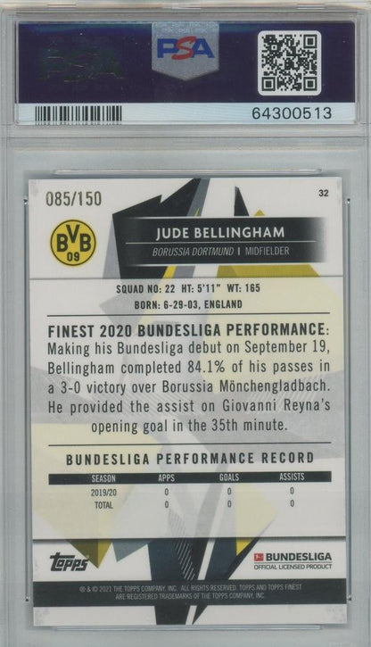 2020-21 Finest Bundesliga Jude Bellingham Blue Refractors #32 RC085/150PSA9 Borussia Dortmund