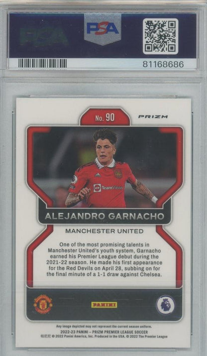 2022-23 Panini Prizm English Premier League Alejandro Garnacho Prizms MultiColor #90PSA9 Manchester United