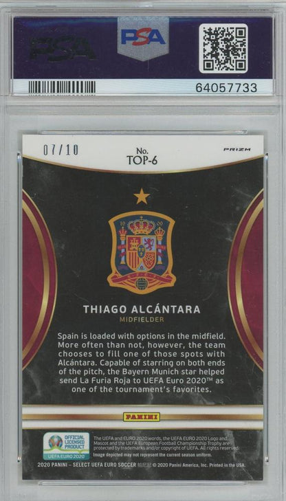 2020 Select UEFA Euro Thiago Alcantara Top of the Class Prizms Gold #607/10PSA9 Spain