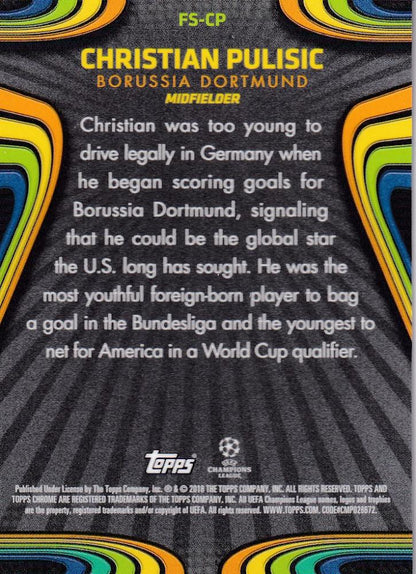 2017-18 Topps Chrome UEFA Champions League Borussia Dortmund Christian Pulisic Future Stars trading card