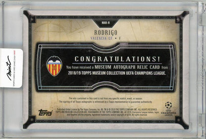 2018-19 Topps Museum Rodrigo Jersey Autographs trading card numbered 24 out of 45