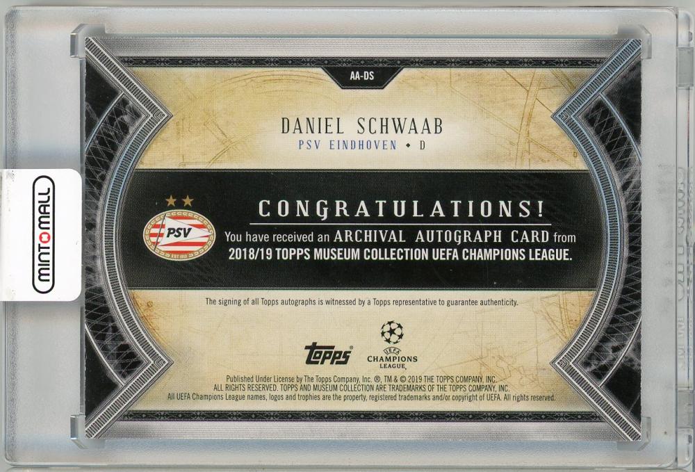 2018-19 Topps Museum Daniel Schwaab Autographs trading card numbered 23 out of 25