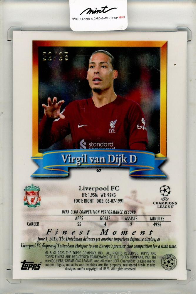 2023 Topps Finest Virgil Van Dijk 22/25