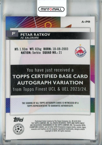 2023-24 Finest UEFA Club Competitions Petar Ratkov Autographs Purple Shimmer Autographs #APR187/199 FC Salzburg