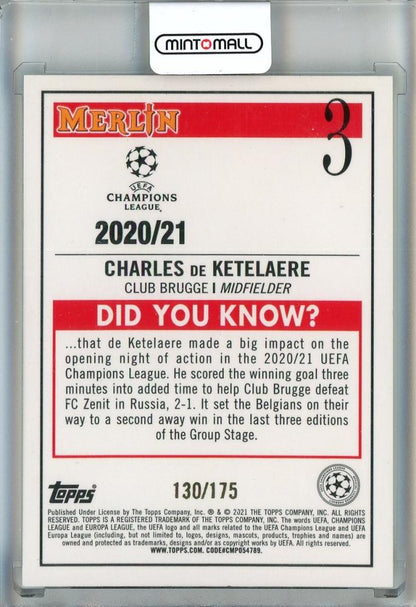 2021-22 Merlin UEFA Champions League Charles de Ketelaere Speckle Refractors #3130/175 Club Brugge