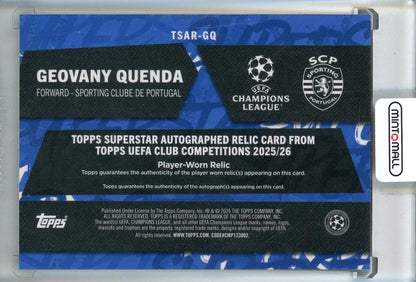 2025-26 Topps UEFA Club Competitions Geovany Quenda Superstar Relic Autographs #TSARGQ123/125 Sporting CP