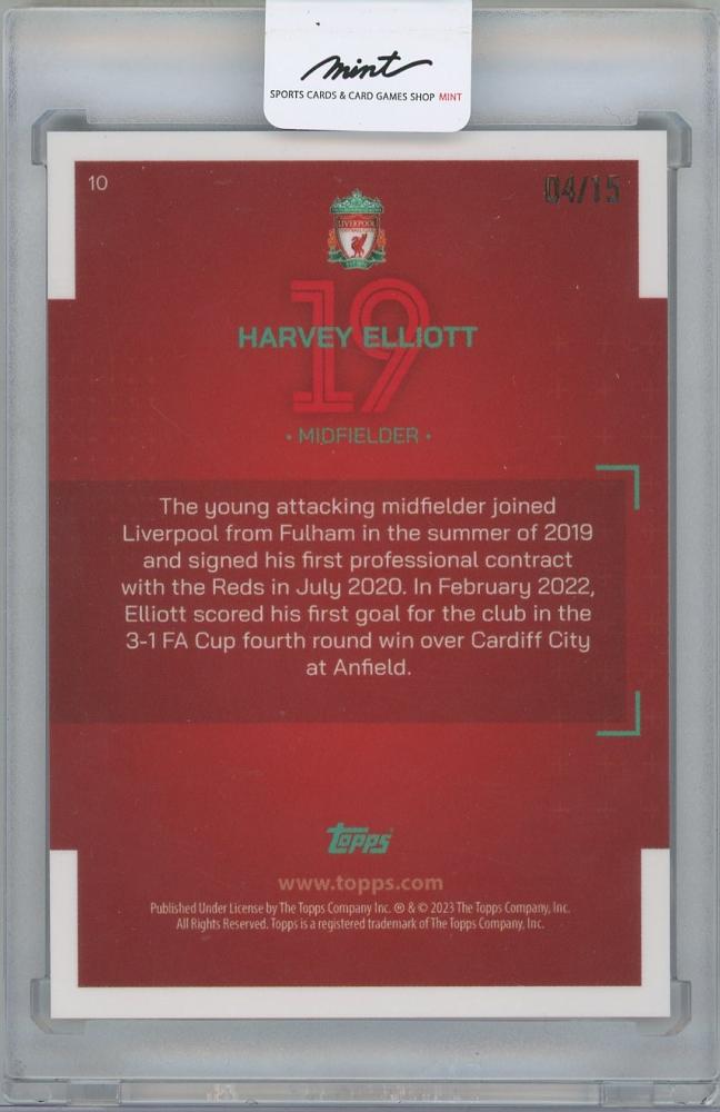 2022-23 TOPPS Liverpool FC Team Set Purple Foil #10 / HARVEY ELLIOTT 04/15