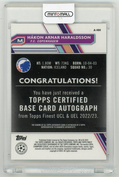 2022-23 TOPPS Finest UEFA Club Competitions Autograph F.C. Copenhagen Hakon Arnar Haraldsson A-HH