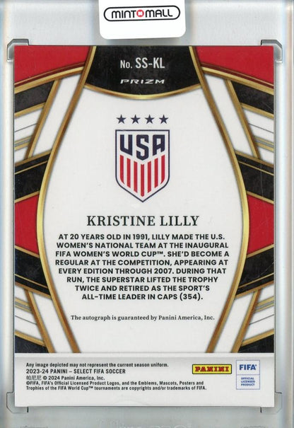 2023-24 Panini Select FIFA Soccer Kristine Lilly Select Signatures Red/#SS-KL United States