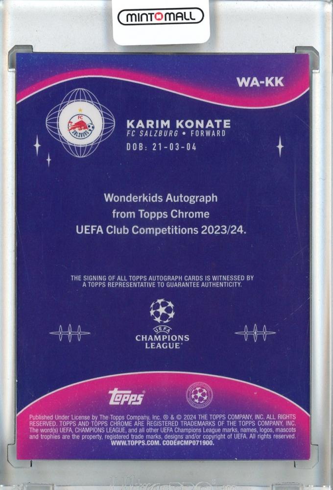 2023-24 Topps Chrome UEFA Club Competitions Karim Konate Wonderkids Autographs/#WA-KK FC Salzburg