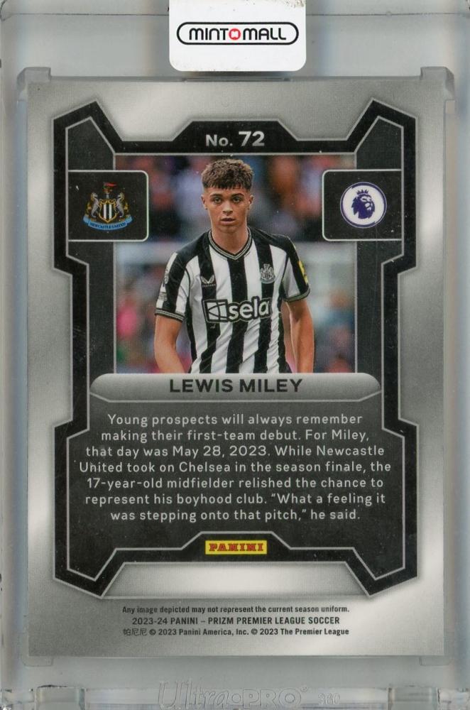 2023-24 Panini Prizm Premier League Newcastle United Lewis Miley Base #72 RC(Rookie Year!)
