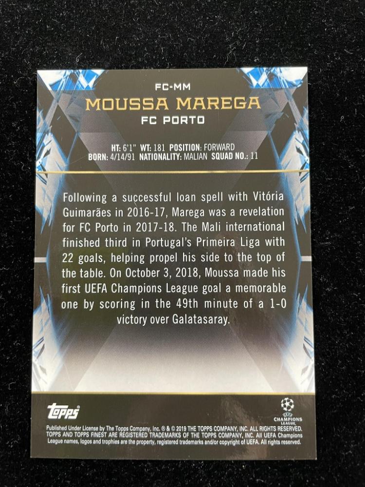 2019-20 Topps Finest UEFA Champions League Moussa Marega FC Porto Cornerstones Red serial 1 of 5 trading card