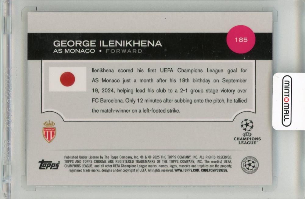 2024-25 TOPPS UEFA Japan Edition George Ilenikhena Cherry Blossom Refractor AS Monaco
