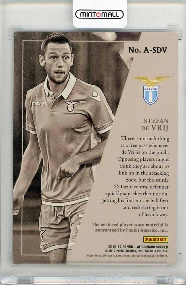 2016-17 PANINI Aficionado Stefan de Vrij Authentics Memorabilia #6232/99 SS Lazio