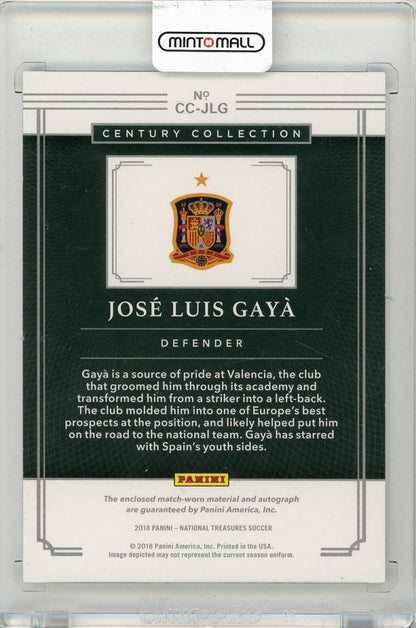 2018 PANINI National Treasures Jose Luis Gaya Century Collection Material Autographs #3065/99 Spain