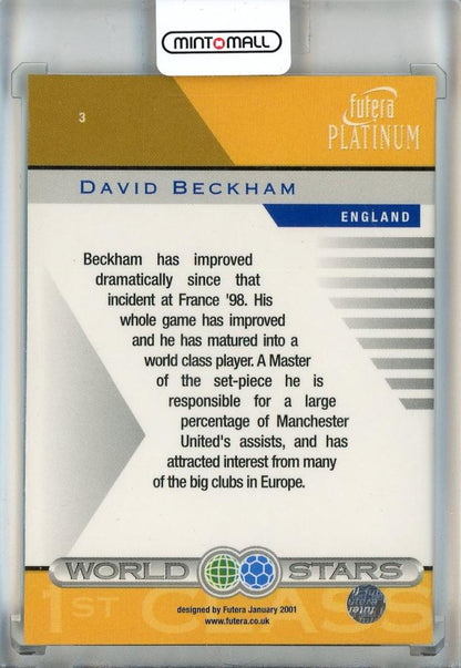2001 Futera Platinum David Beckham 1st Class #3 Manchester United