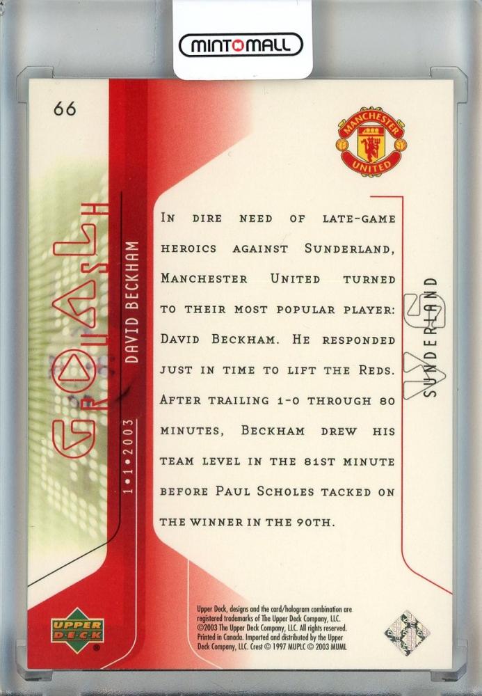 2003 Upper Deck Manchester United David Beckham Mini Playmakers #66 Manchester United