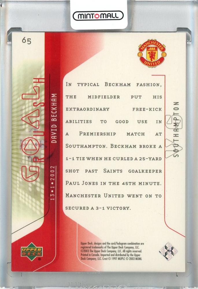 2003 Upper Deck Manchester United David Beckham Mini Playmakers #65 Manchester United