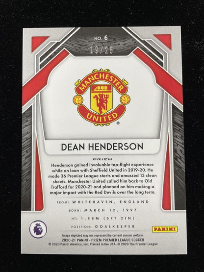 2020-21 Panini Prizm Premier League Breakaway Manchester United Dean Henderson Base Bronze Parallel card number 19 out of 25