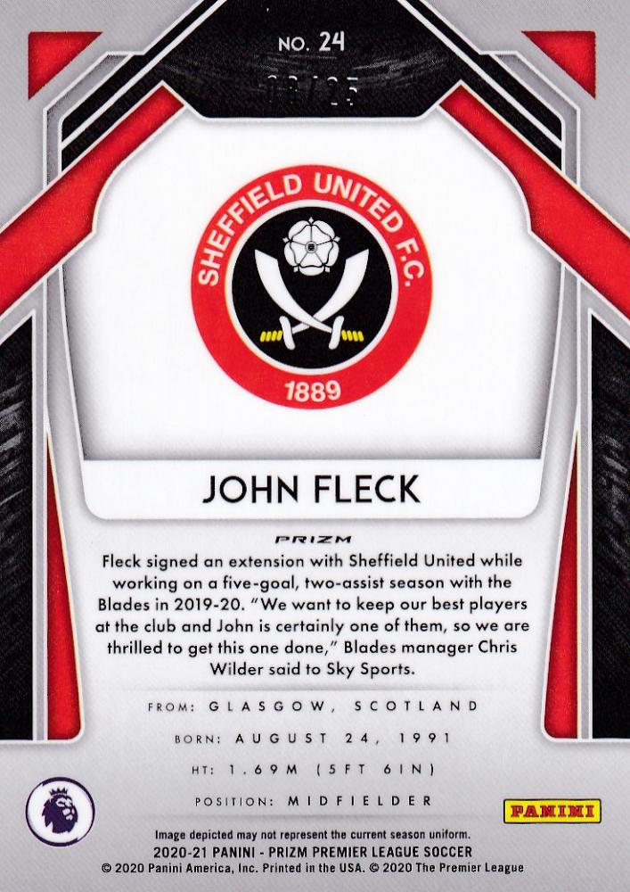2020-21 Panini Prizm Premier League Breakaway Sheffield United John Fleck Base Bronze Parallel card 08/25