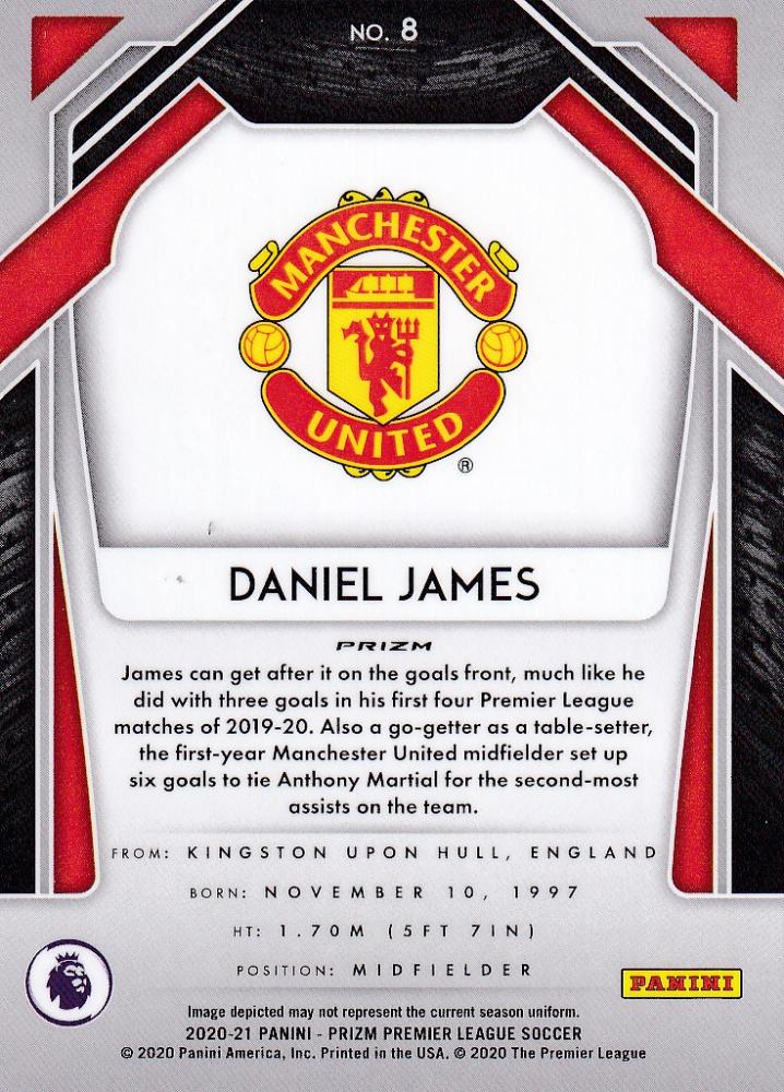 2020-21 Panini Prizm Premier League Breakaway base card of Manchester United player Daniel James