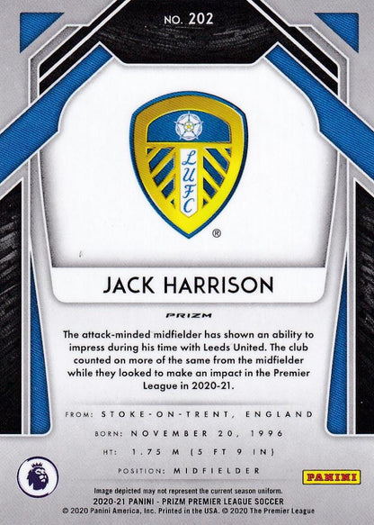 2020-21 Panini Prizm Premier League Breakaway base card featuring Jack Harrison of Leeds United