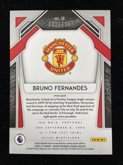 2020-21 Panini Prizm Premier League Breakaway Bruno Fernandes Manchester United Blue Parallel Card