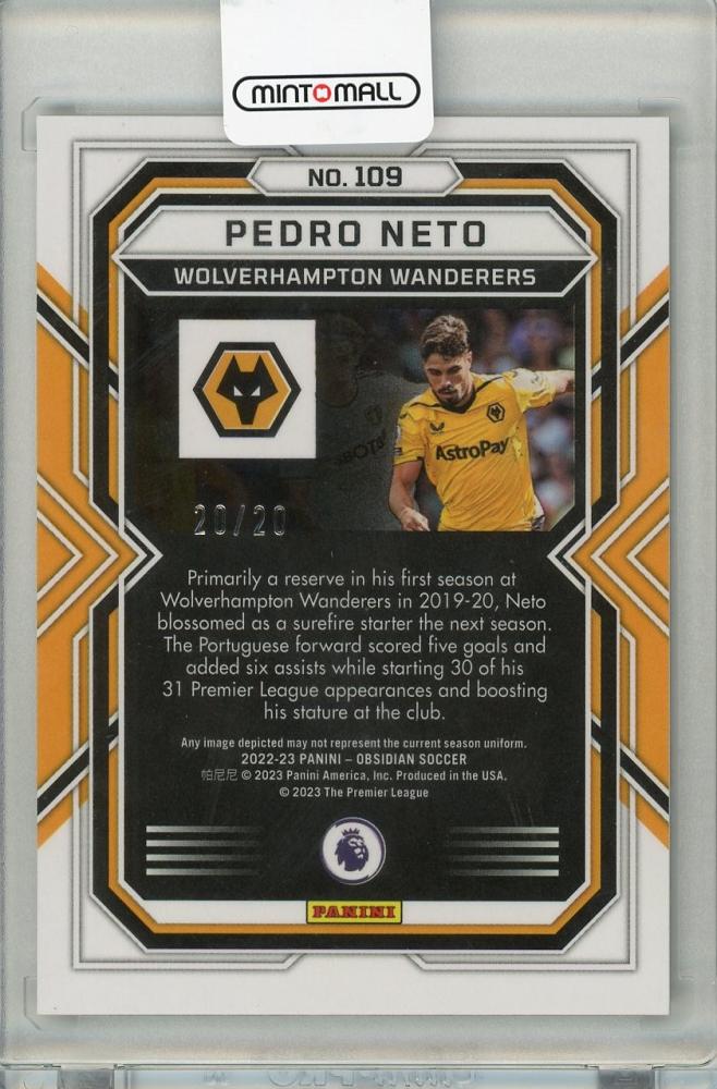 2022-23 PANINI OBSIDIAN Pedro Neto #10920/20 Wolverhampton Wanderers