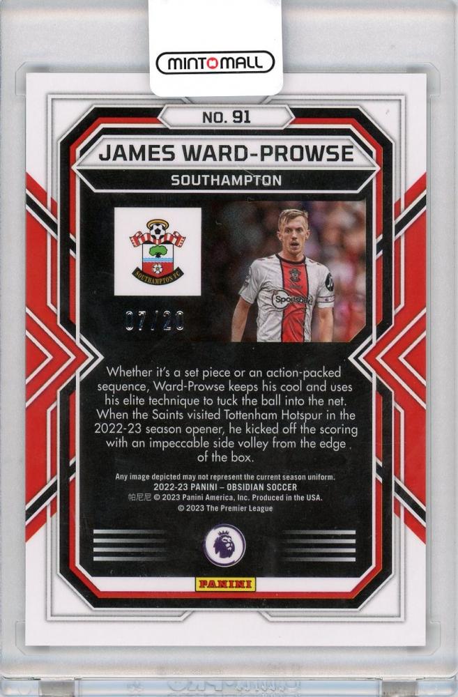2022-23 PANINI OBSIDIAN James Ward-Prowse #9107/20 Southampton