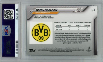 2018-19 Topps Chrome UEFA Champions League Soccer Erling Haaland Base/#74PSA10 Borussia Dortmund