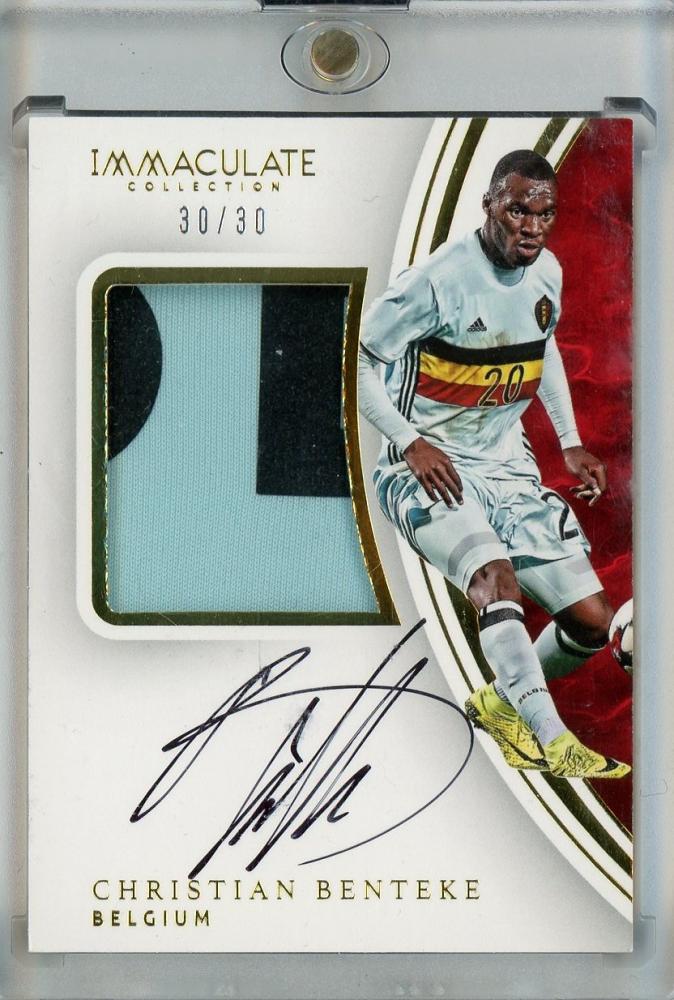 2017 Panini Immaculate Soccer card featuring Christian Benteke with premium patch and autograph