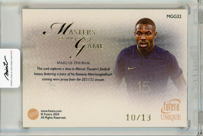 2024 Futera Unique NOSTALGIA World Football Marcus Thuram MASTERS OF THE GAME GOLD (MEMORABILIA) Patch Patch Jersey Card 10/13