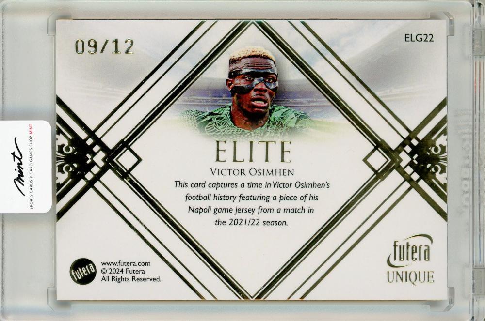 2024 Futera Unique World Football Victor Osimhen ELITE GOLD MEMORABILIA Jersey Card 9/12