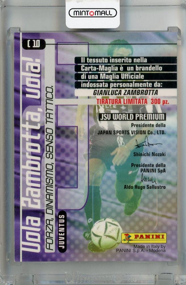 2001 Panini Calcio Cards Premium Gianluca Zambrotta Carta Maglia #C10 Juventus
