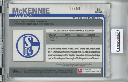 2019-20 Topps Chrome Bundesliga Soccer Weston McKennie Base Autographs/Gold/#66 16/50
