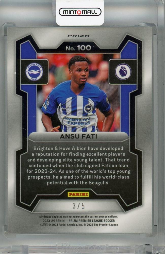 2023-24 Panini Prizm Premier League Ansu Fati Green Prizm #1003/5 Brighton & Hove Albion