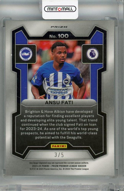 2023-24 Panini Prizm Premier League Ansu Fati Green Prizm #1003/5 Brighton & Hove Albion