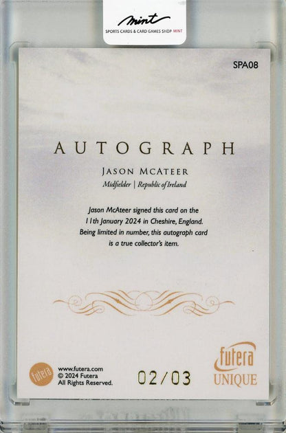 2024 Futera Unique World Football Jason Mcateer SUPREME Autographs Handwritten Autograph Card 2/3